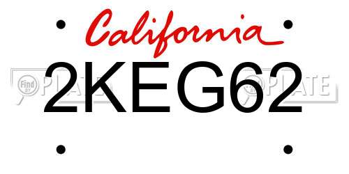 2KEG62 California License Plate