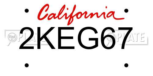 2KEG67 California License Plate