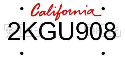 2KGU908 California License Plate