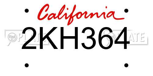 2KH364 California License Plate