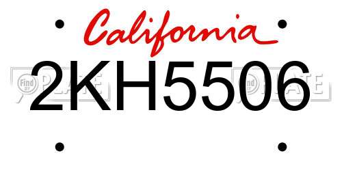 2KH5506 California License Plate