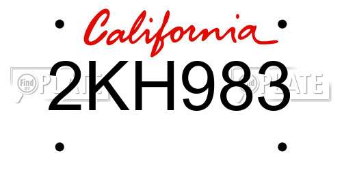 2KH983 California License Plate