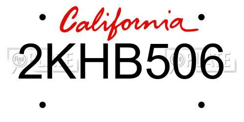 2KHB506 California License Plate