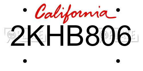 2KHB806 California License Plate