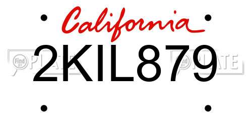2KIL879 California License Plate
