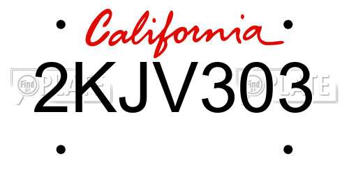 2KJV303 California License Plate