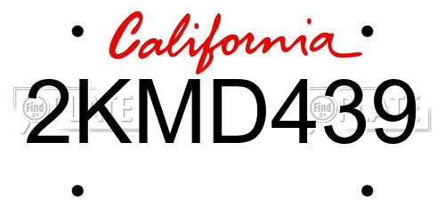 2KMD439 California License Plate