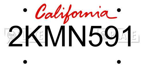 2KMN591 California License Plate