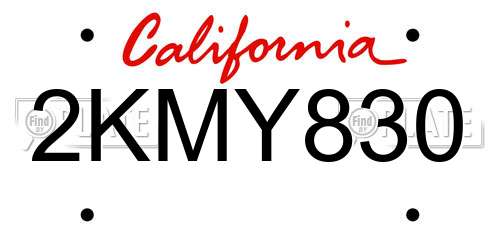 2KMY830 California License Plate
