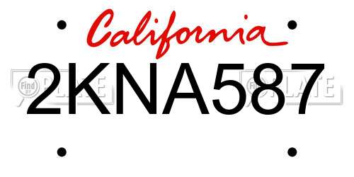 2KNA587 California License Plate