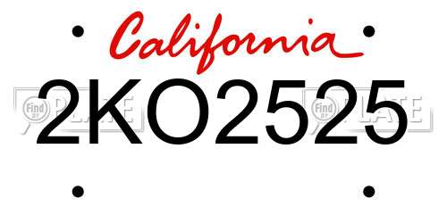 2KO2525 California License Plate