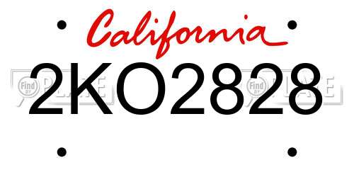 2KO2828 California License Plate