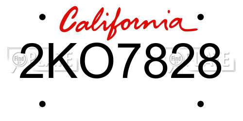 2KO7828 California License Plate