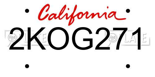 2KOG271 California License Plate