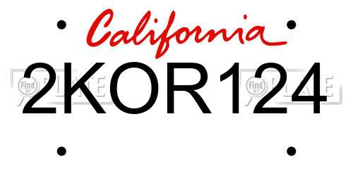 2KOR124 California License Plate