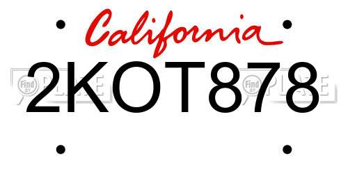 2KOT878 California License Plate