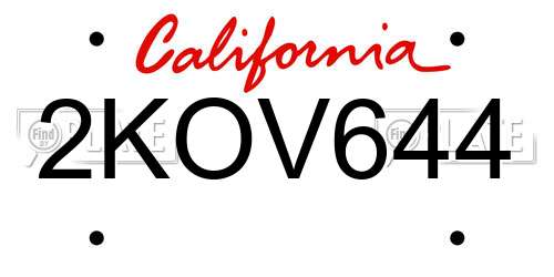 2KOV644 California License Plate