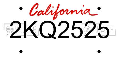 2KQ2525 California License Plate