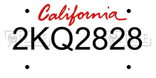 2KQ2828 California License Plate