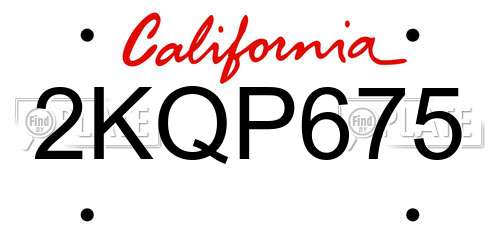 2KQP675 California License Plate