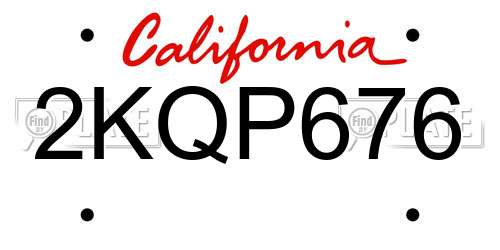 2KQP676 California License Plate