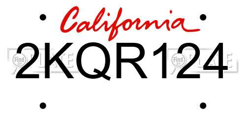 2KQR124 California License Plate