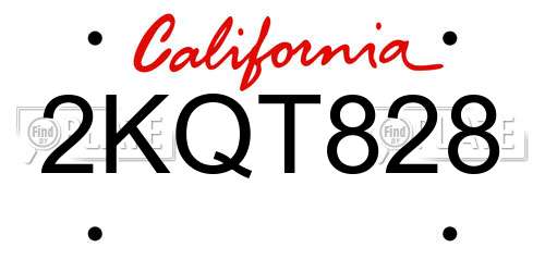 2KQT828 California License Plate