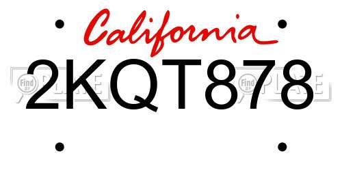 2KQT878 California License Plate