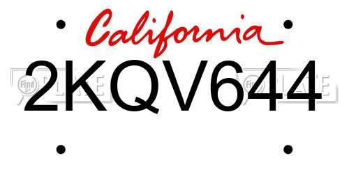 2KQV644 California License Plate