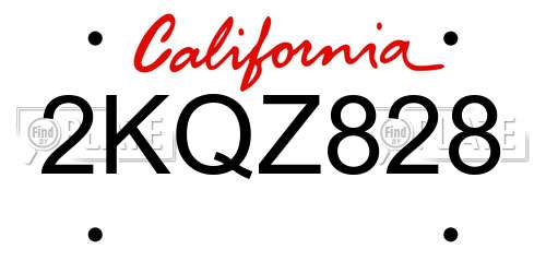 2KQZ828 California License Plate