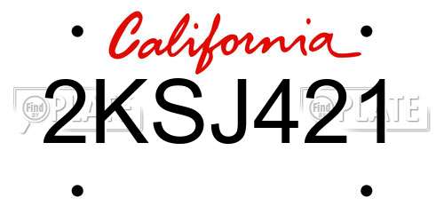 2KSJ421 California License Plate