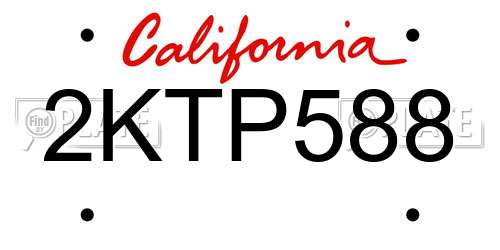 2KTP588 California License Plate