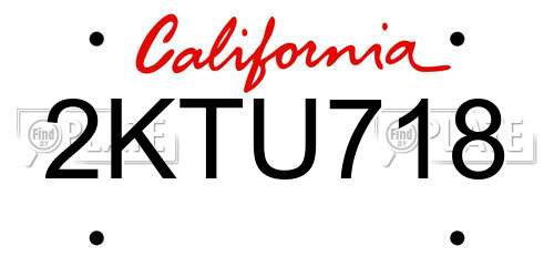 2KTU718 California License Plate