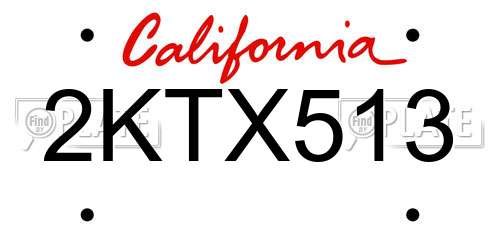 2KTX513 California License Plate