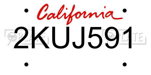 2KUJ591 California License Plate