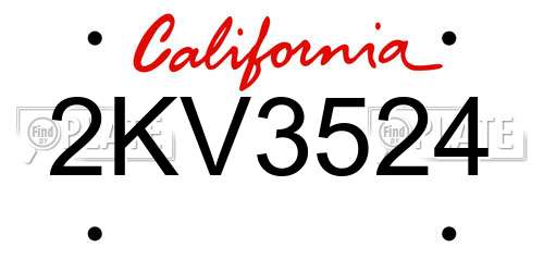 2KV3524 California License Plate