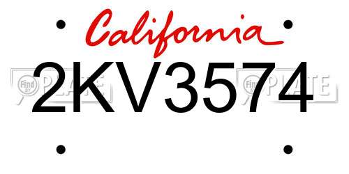 2KV3574 California License Plate