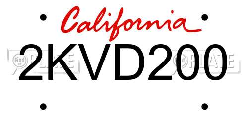 2KVD200 California License Plate
