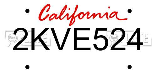 2KVE524 California License Plate