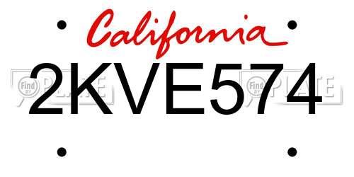 2KVE574 California License Plate