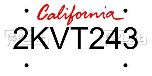 2KVT243 California License Plate
