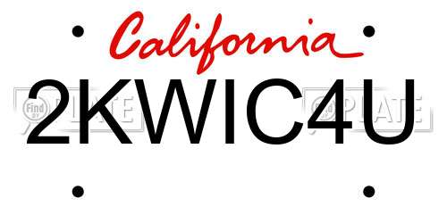 2KWIC4U California License Plate
