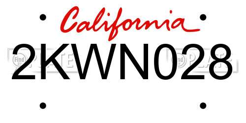 2KWN028 California License Plate