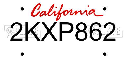 2KXP862 California License Plate