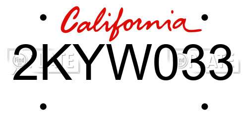 2KYW033 California License Plate