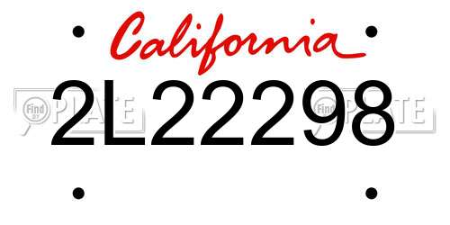 2L22298 California License Plate