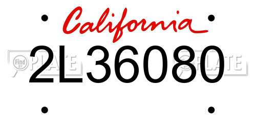 2L36080 California License Plate