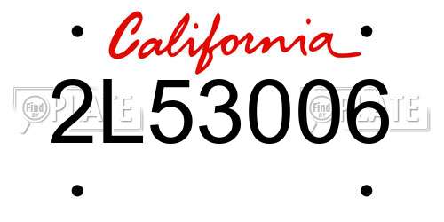 2L53006 California License Plate