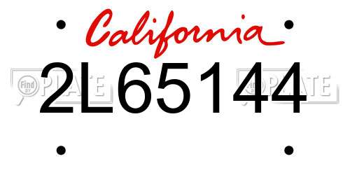 2L65144 California License Plate