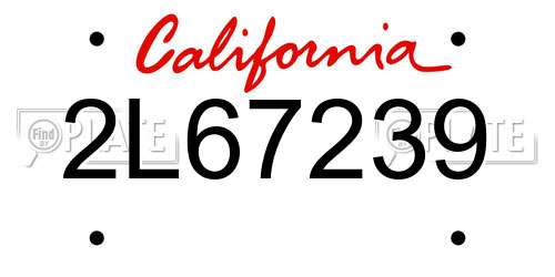 2L67239 California License Plate